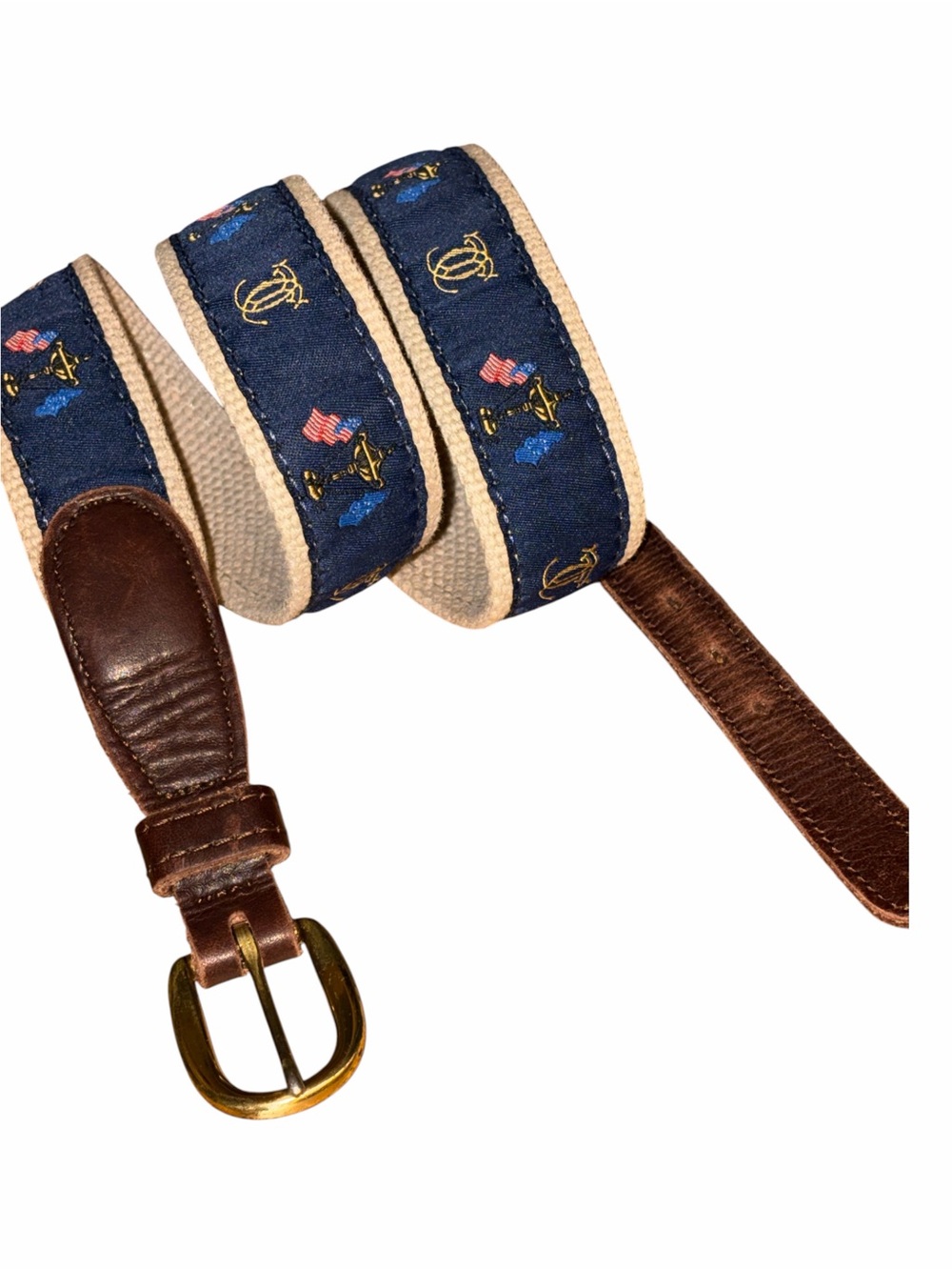 1999 Blue Preston Leather Belt Ryder Cup Country Club Golf Brookline MA Size 35